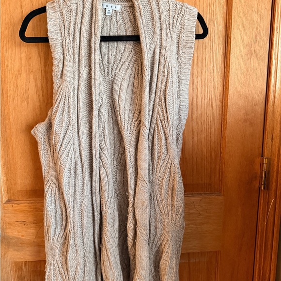 CAbi Sweaters - CAbi Beige Cable Knit Cardigan Vest